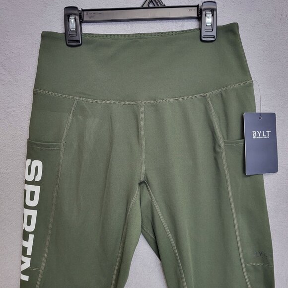 BYLT Leggings Womens Medium Green Essential Legging Mid Rise Side Pockets SPRNT - Picture 2 of 13